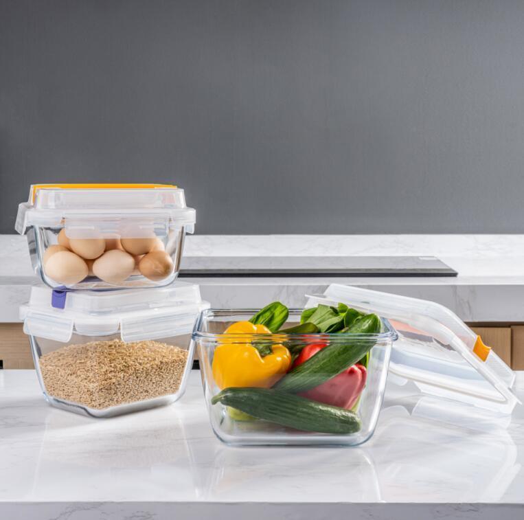 IKOO Extra Large Borosilicate Glass Food Storage Container with Airtight Lid and Handle