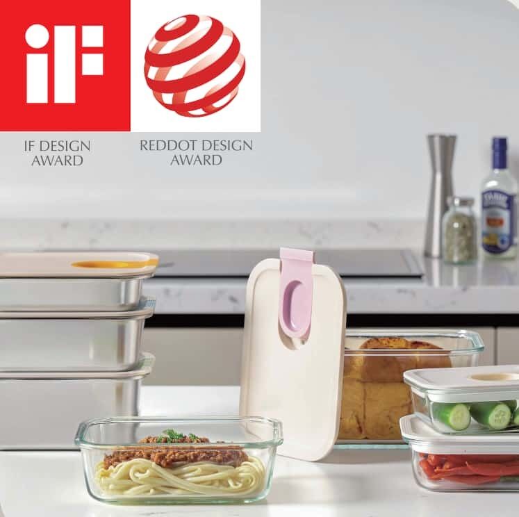 IKOO Glide-Ease One-Handed Opening Airtight Glass Food Storage Container