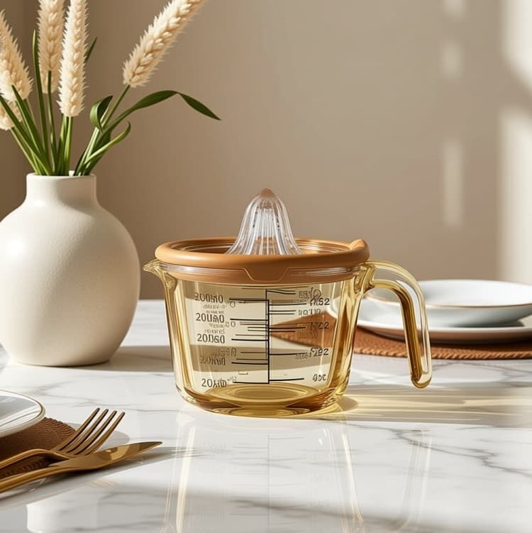 IKOO Heat Resistant Amber Color Glass Measuring Cup