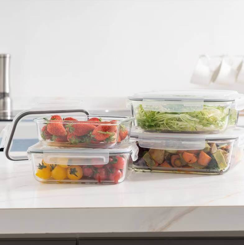 IKOO High Borosilicate Glass Food Storage Container with Airtight Leak-Proof Lids