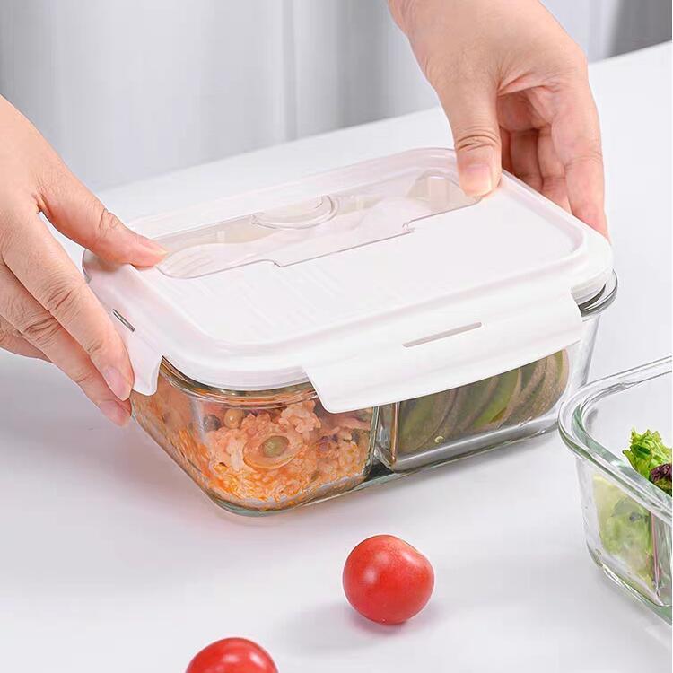 IKOO Microwave Safe High Borosilicate Glass Lunch Box with Leak-Proof Lid