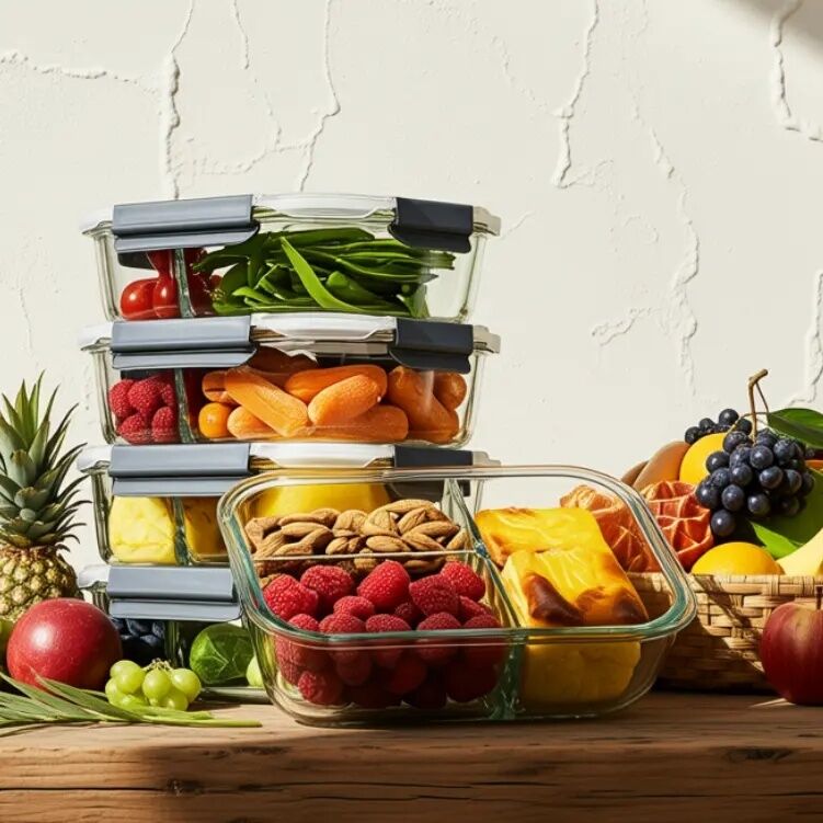 IKOO High Borosilicate Glass Meal Prep Container with PP Lid