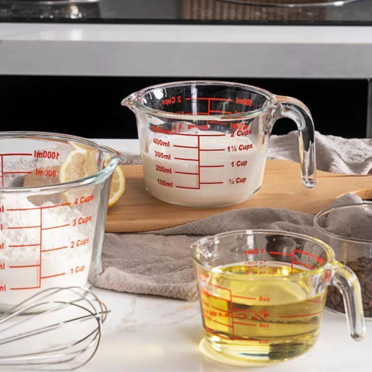 IKOO High Borosilicate Glass Measuring Cup Set for Baking and Cooking