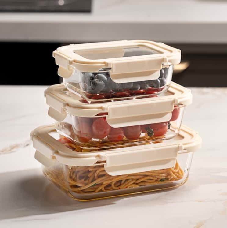 IKOO Leak Proof Airtight Borosilicate Glass Food Storage Container