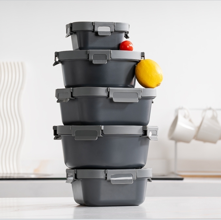 IKOO Non-stick Coating Glass Food Container with Glass Lid Freezer Safe and Oven Safe