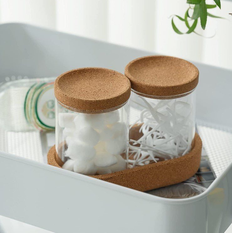 IKOO ODM Borosilicate Glass Jar with Cork Lid and Tray