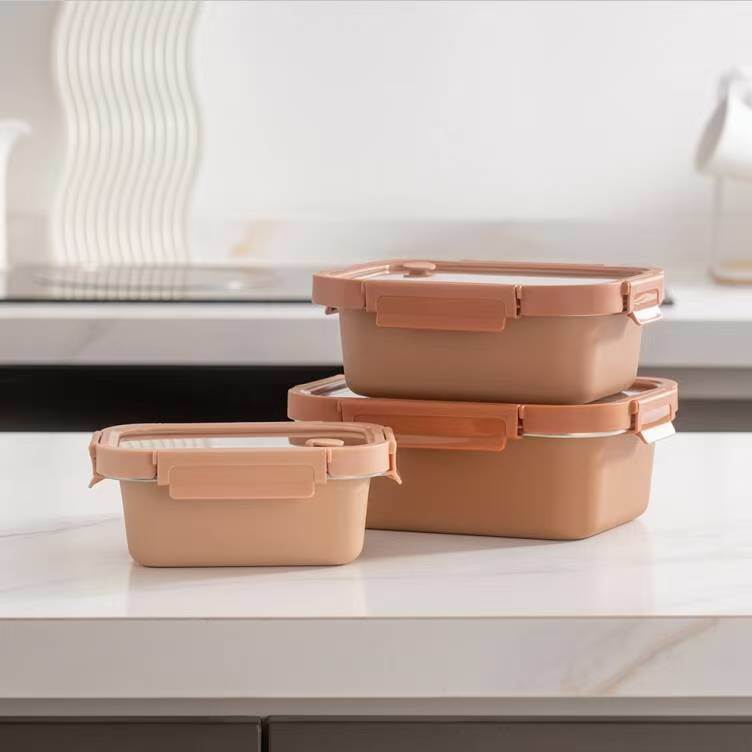 Stainless Steel Food Storage Container with Glass Lids for Meal Prep and Kitchen Storage