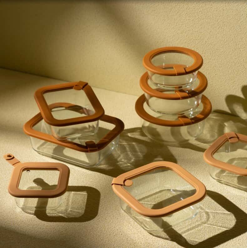 IKOO Glass Meal Prep Plastic-Free Containers with Airtight Glass Lids