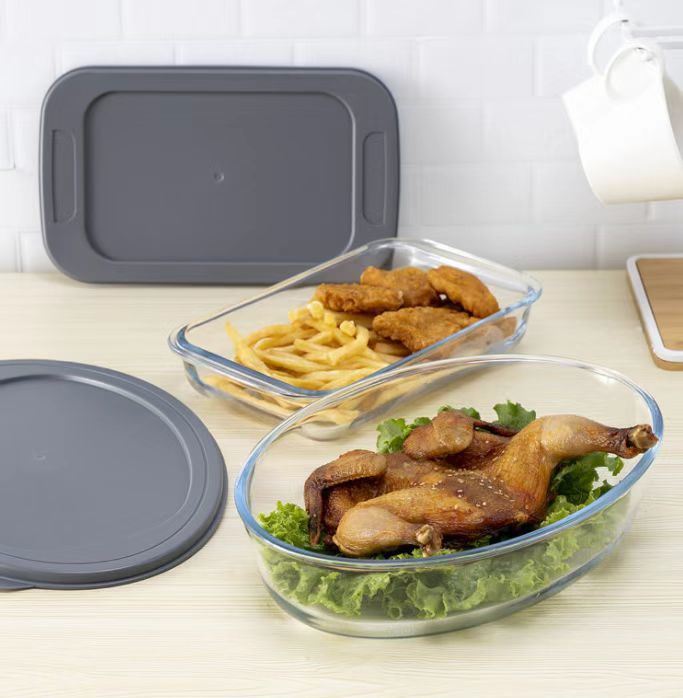 Oven Safe Borosilicate Glass Baking Dish with PE Lid 700ml 4000ml