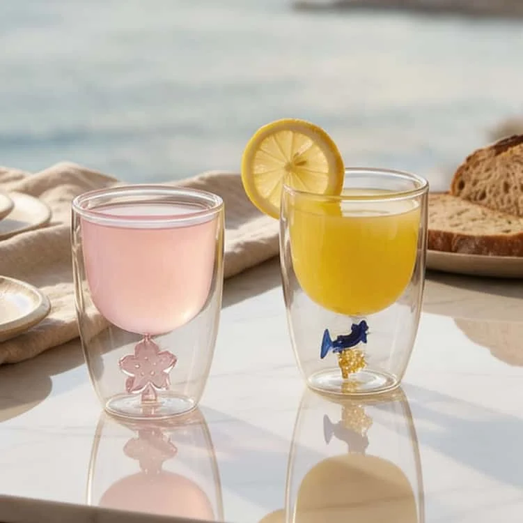 IKOO Professional Manufacturer 3D Coffee Cup Crystal Glass Animal Plant Inner Cup Wish Cup as A Gift-Party Office Morning Mugs for Milk Chocolate Cappuccino, Suitable for Home Office Decoration