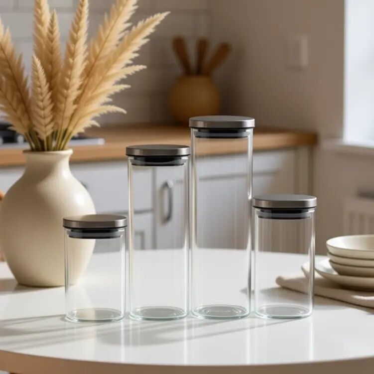 IKOO Glass Food Storage Jar with Stainless Steel Lid