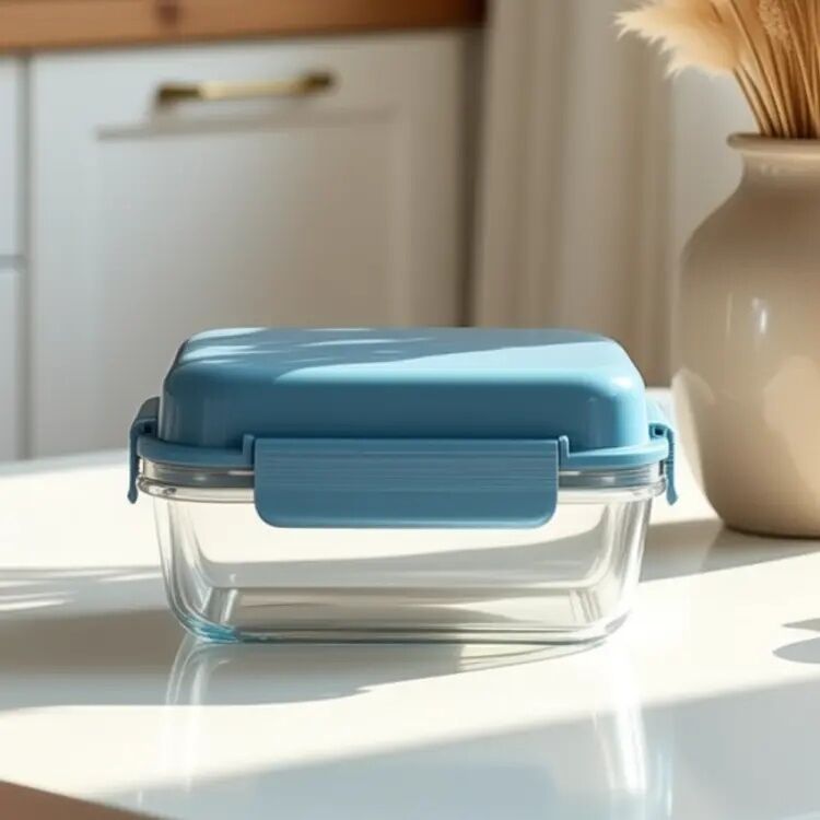 Stackable Glass Lunch Box with 950ml and 1050ml Capacity Microwave Safe