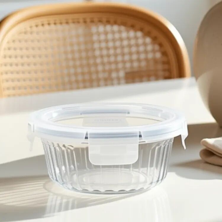 IKOO Airtight Striped High Borosilicate Glass Food Container with Lid