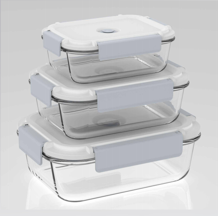 Vacuum Glass Food Containers 370ml to 1050ml with Manual Pump