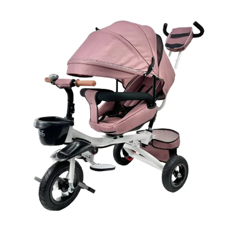 Waqile High-Carbon Steel Children’s 4-In-1 Tricycle With Rubber Tires And An Enlarged Adjustable Rotating Seat