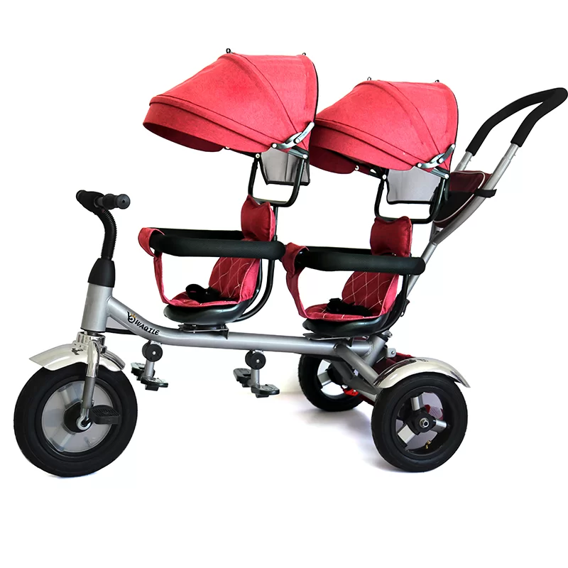 Waqile Multi-Functional Children’s Twin Tricycle Baby Tricycle Rotating Seats Reclining Four-In-One Pushcart 2-4 Years