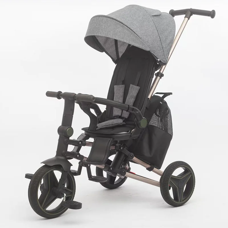 Waqile Brand New Custom 4-in-1 Children’s Tricycle with Featuring EVA Wheels, Music and Lights, Plus Rotatable and Foldable Functions