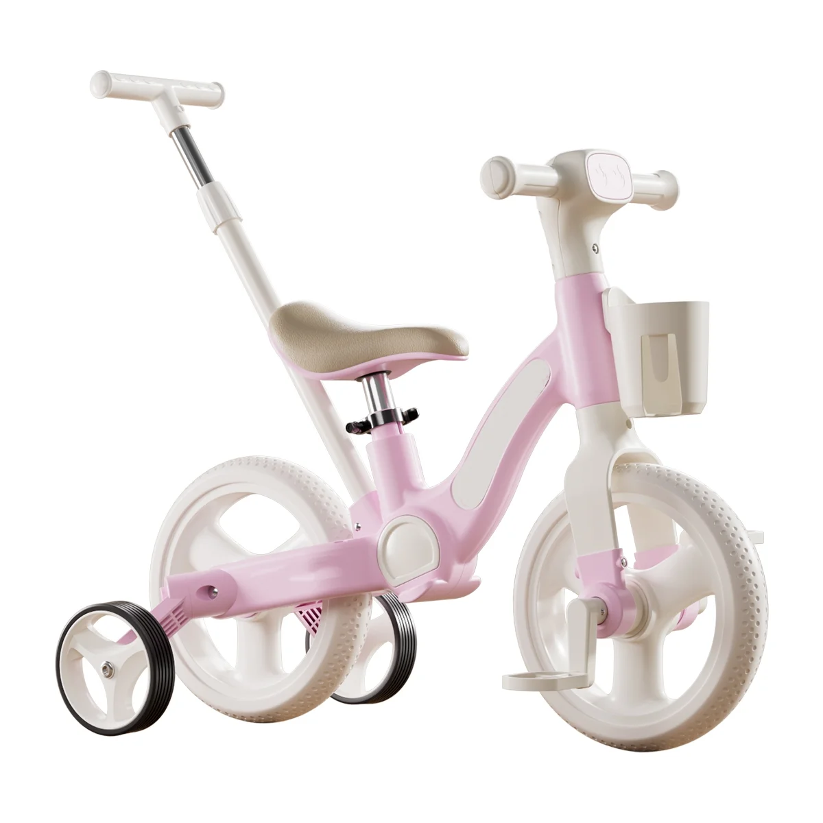 Design Single Speed 3-in-1 Kids Ride-On Tricycle & Balance Bike with Pedals Music & Lights Plastic Wheels for 2-6Years