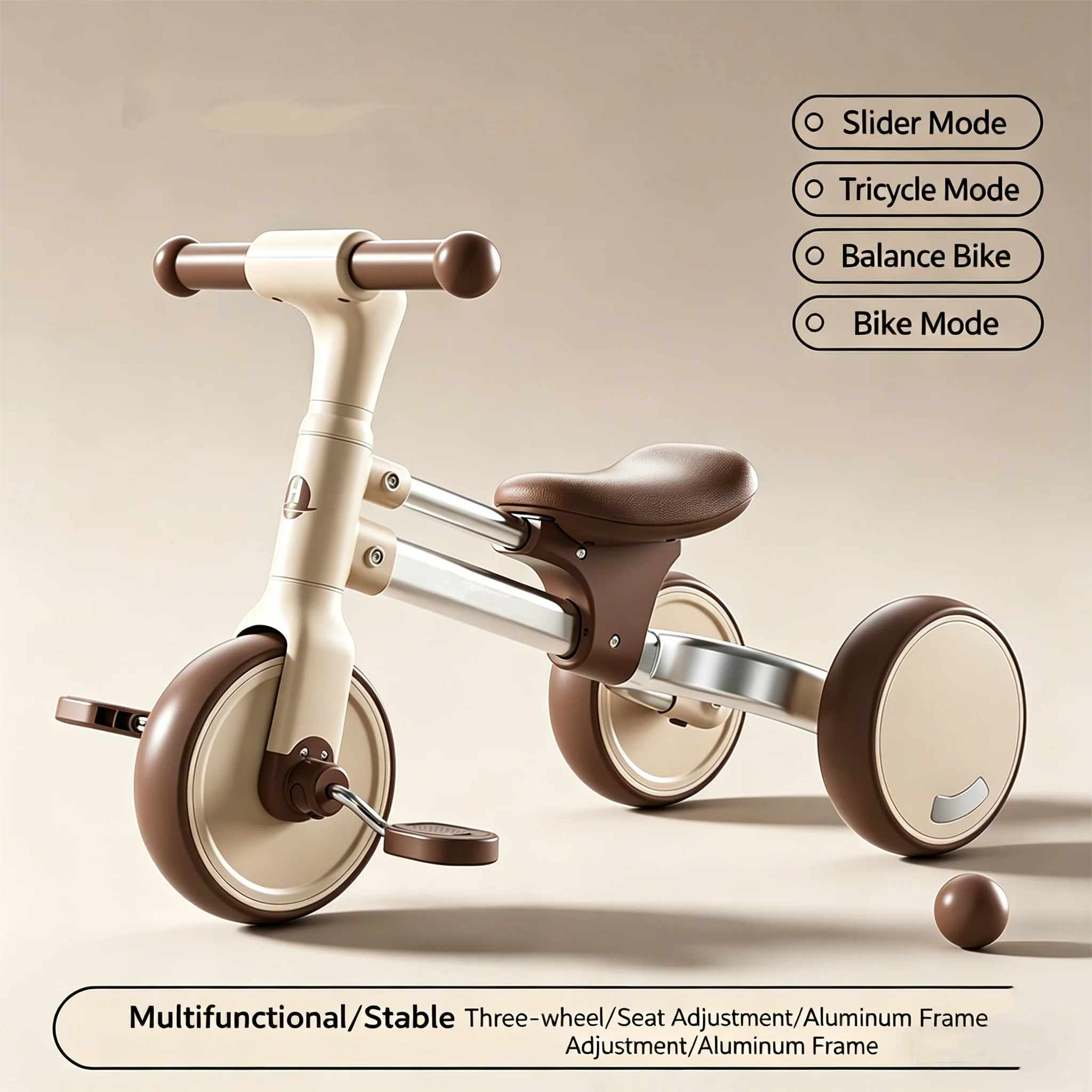 WAQILE  Best Quality 4-in-1 Plastic Pedal Kids’ Balance Bike with Training Wheels for Children Aged 2 to 4 Years