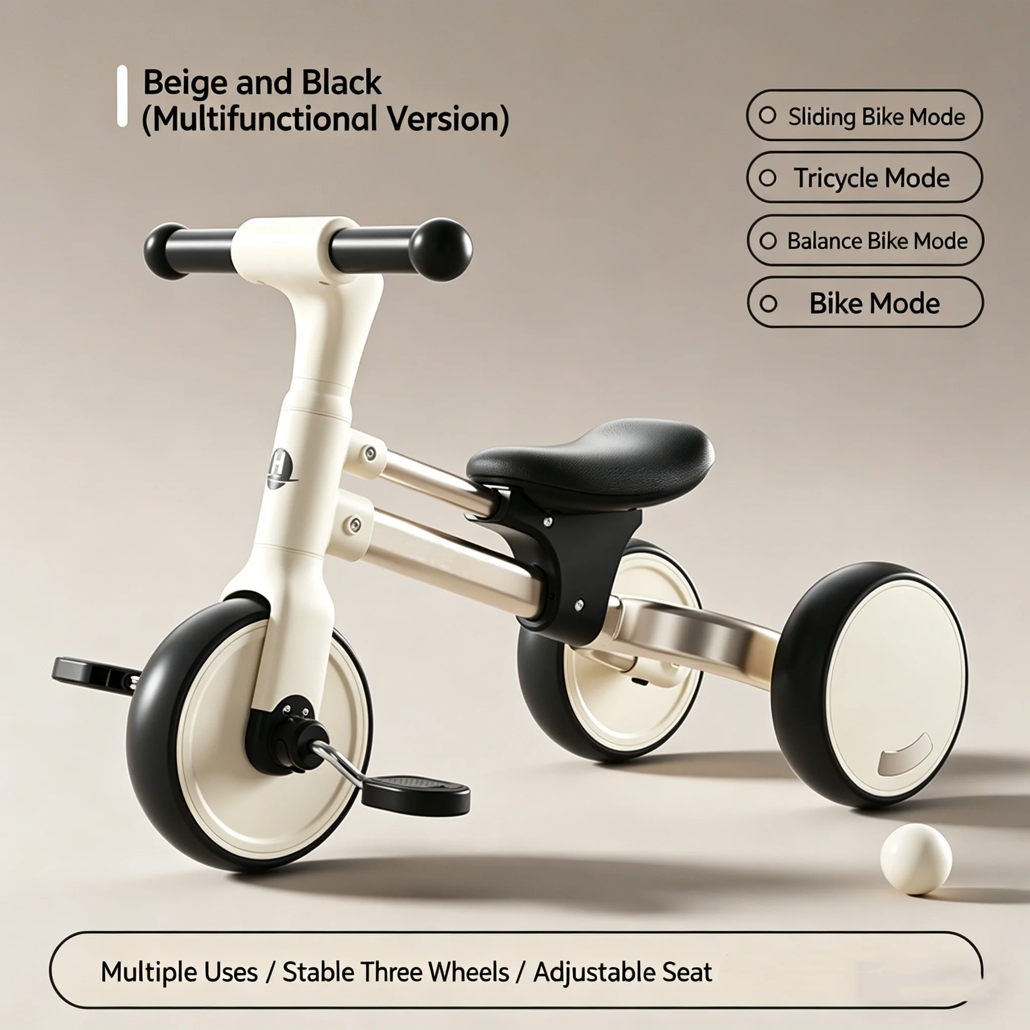 WAQILE  Best Quality 4-in-1 Plastic Pedal Kids’ Balance Bike with Training Wheels for Children Aged 2 to 4 Years