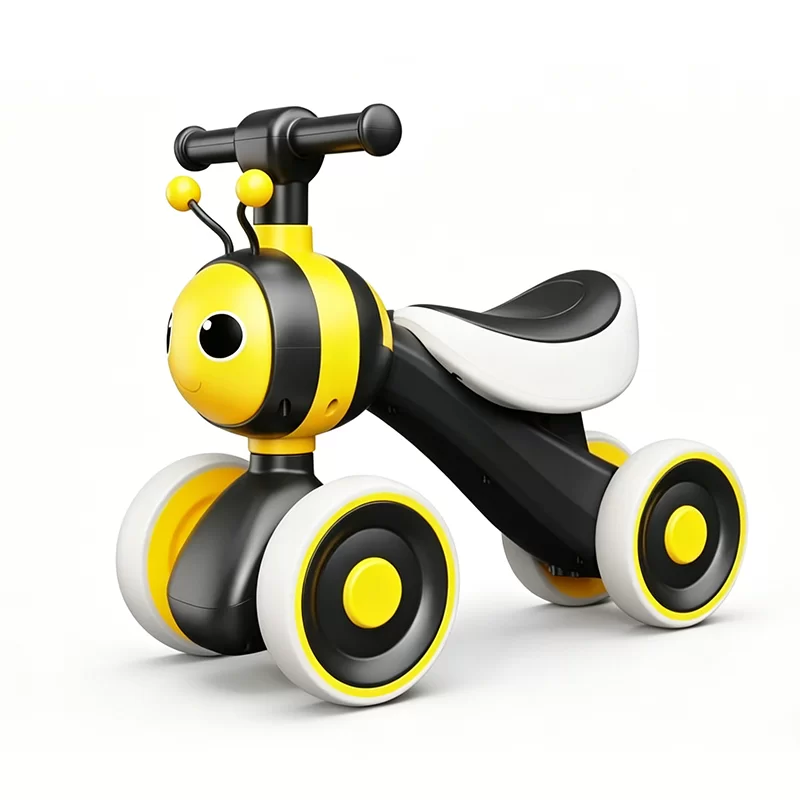 Wql New Plastic Little BeeShaped FourWheel Baby Balance Bike With Lights And Music – 14 Year Old Baby Ride On Car