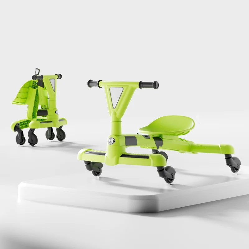 Silent 4-Wheel Steering Belt Push Handle Swing Scooter Gear Multi-Functional Electric Kids’ Swing Cars for Girls