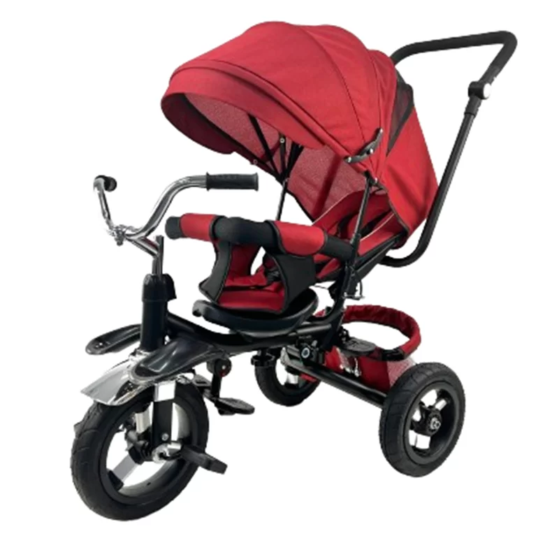 Waqile HighCarbon Steel Children’s 4In1 Tricycle With Rubber Tires And An Enlarged Adjustable Rotating Seat