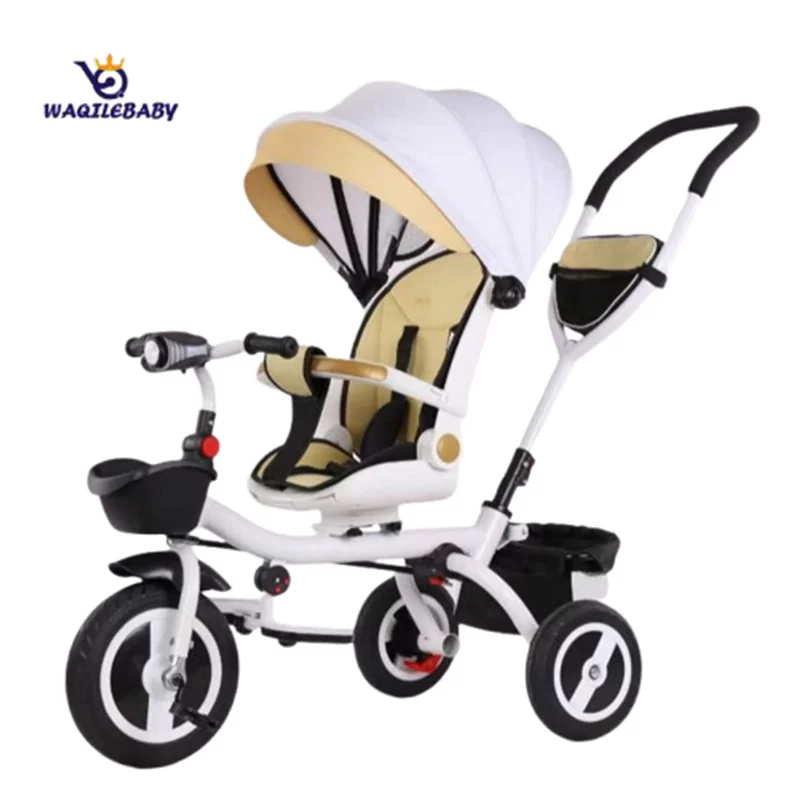 Waqile Brand New Custom 4-In-1 Children’s Tricycle With Featuring Eva Wheels, Music And Lights, Plus Rotatable And Foldable Functions