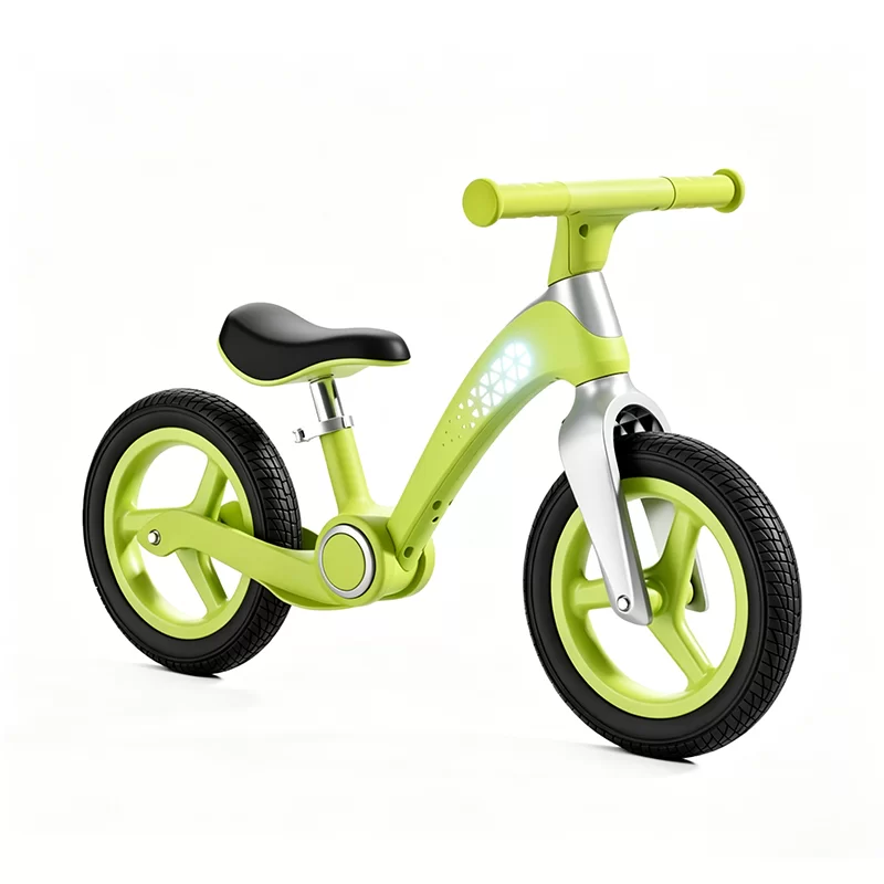 Wql New Enhanced Nylon Glitter Frame 12 Inch Children’s Balance Bike – One-Click Folding With Pu Wheels And Adjustable Seat For 2-5-Year-Old Boys And Girls