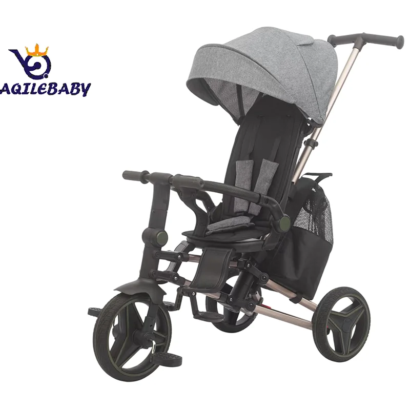 Waqile Brand New Custom 4-in-1 Children’s Tricycle with Featuring EVA Wheels, Music and Lights, Plus Rotatable and Foldable Functions
