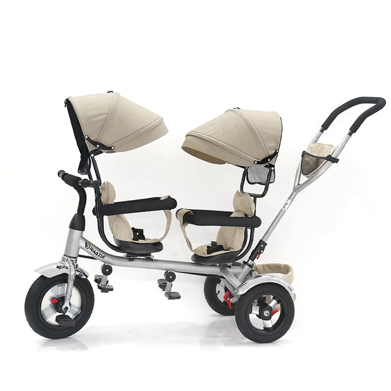 Waqile Multi-Functional Children’s Twin Tricycle Baby Tricycle Rotating Seats Reclining Four-In-One Pushcart 2-4 Years