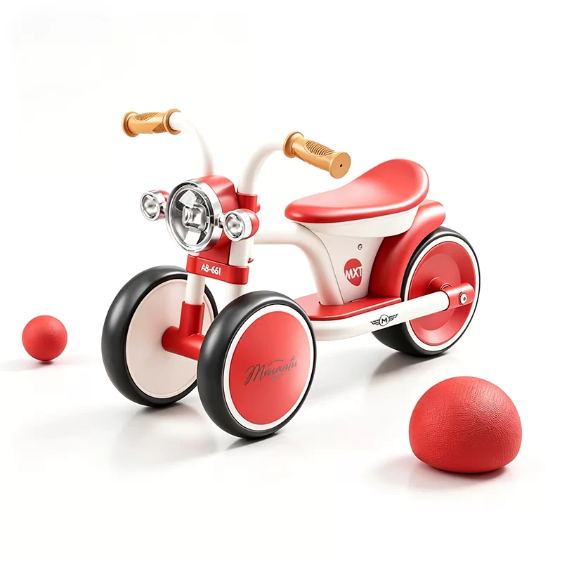 Waqile New High-Carbon Steel Three Wheeled Baby Balance Bike With Lights And Music – 1-4 Year Old Baby Ride On Car