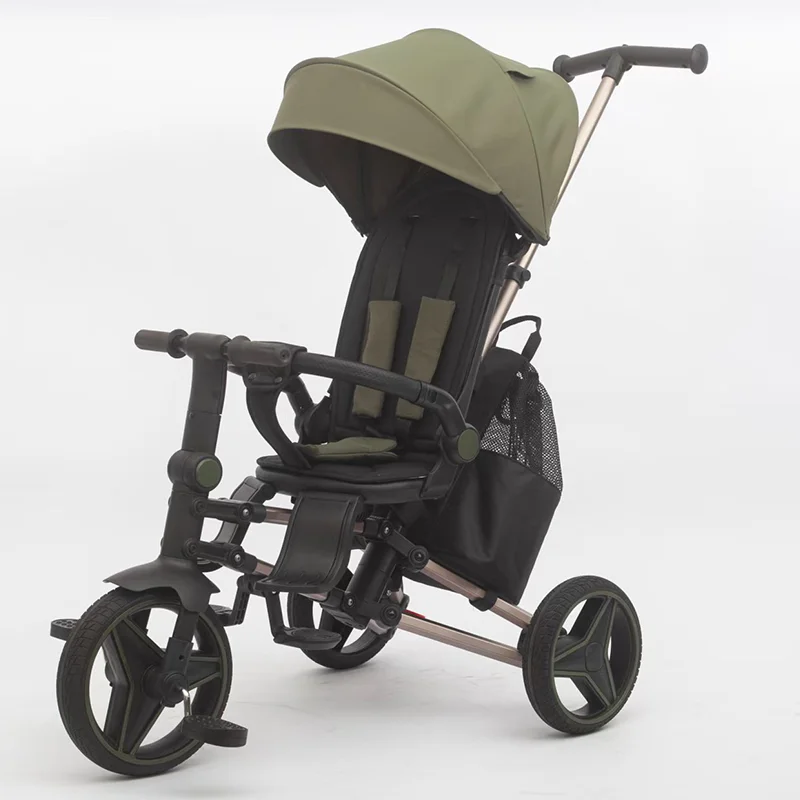 Waqile Brand New Custom 4-in-1 Children’s Tricycle with Featuring EVA Wheels, Music and Lights, Plus Rotatable and Foldable Functions