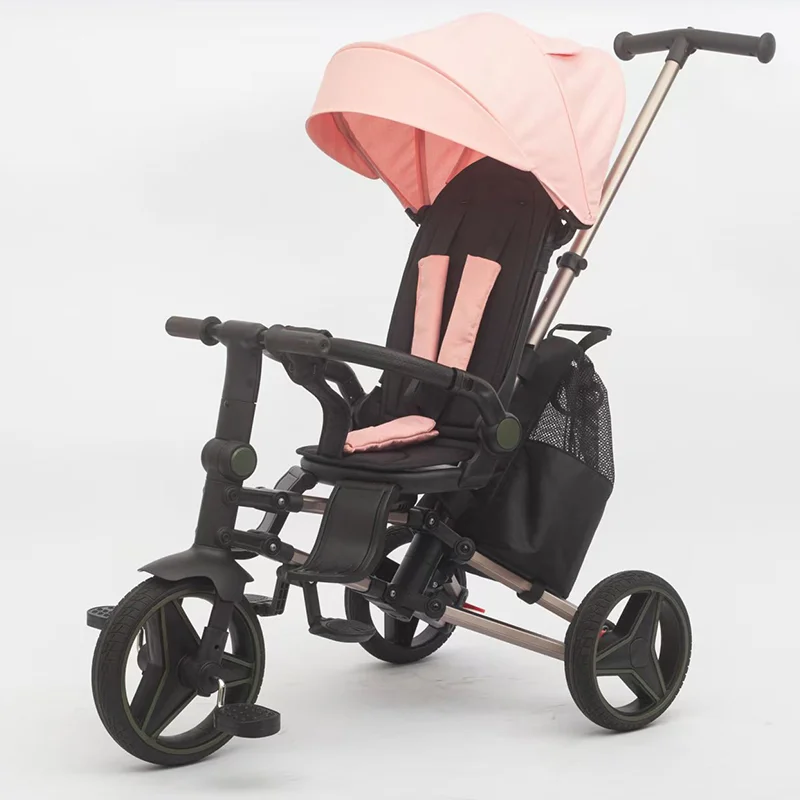 Waqile Brand New Custom 4-in-1 Children’s Tricycle with Featuring EVA Wheels, Music and Lights, Plus Rotatable and Foldable Functions