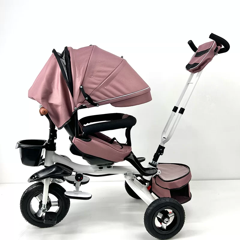 Waqile High-Carbon Steel Children’s 4-In-1 Tricycle With Rubber Tires And An Enlarged Adjustable Rotating Seat