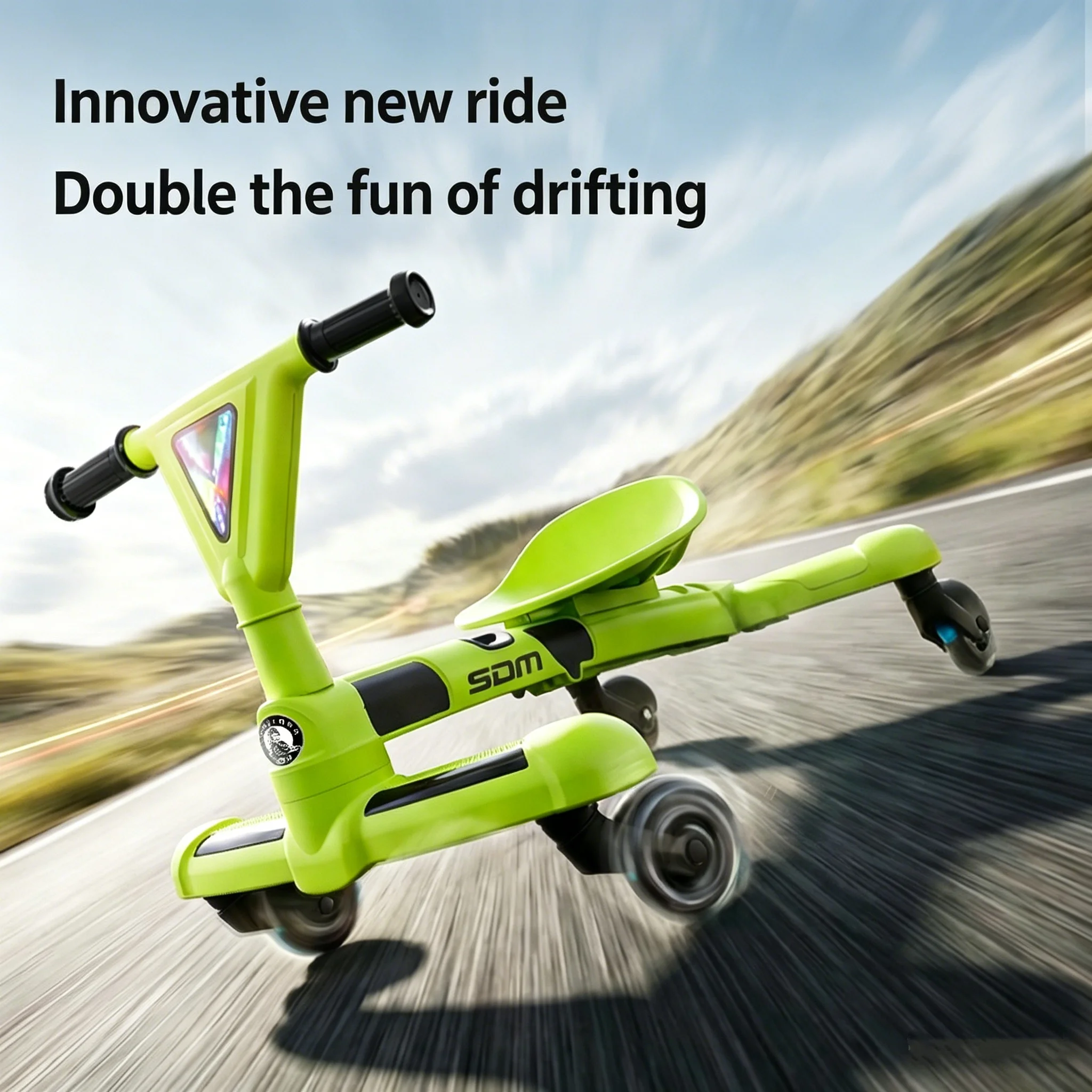 Silent 4-Wheel Steering Belt Push Handle Swing Scooter Gear Multi-Functional Electric Kids’ Swing Cars for Girls