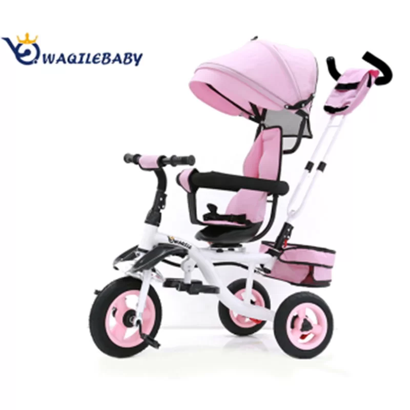 Waqile Customizable 4in1 HighCarbon Steel Children’s Tricycle Suitable for Boys and Girls Aged 1–6