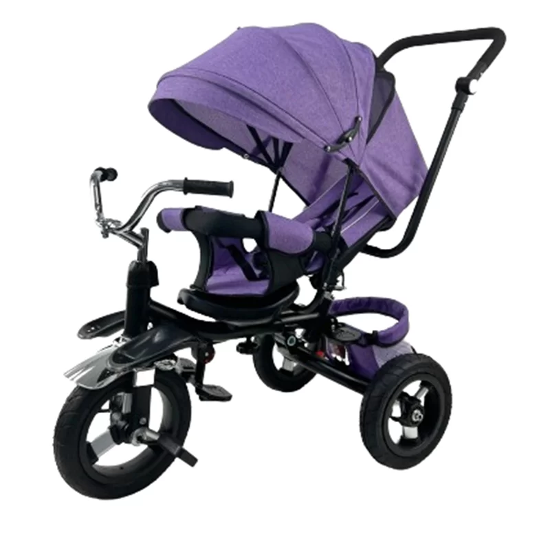 Waqile HighCarbon Steel Children’s 4In1 Tricycle With Rubber Tires And An Enlarged Adjustable Rotating Seat