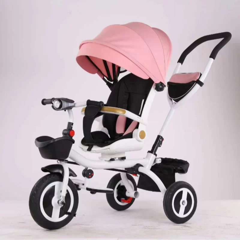 Waqile Brand New Custom 4-In-1 Children’s Tricycle With Featuring Eva Wheels, Music And Lights, Plus Rotatable And Foldable Functions