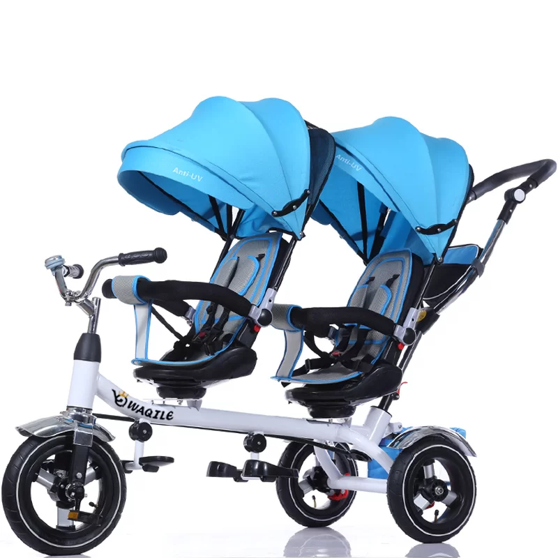 Waqile Multi-Functional Children’s Twin Tricycle Baby Tricycle Rotating Seats Reclining Four-In-One Pushcart 2-4 Years