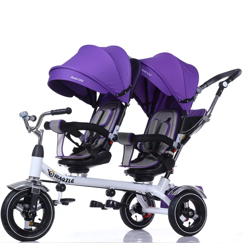 Waqile Multi-Functional Children’s Twin Tricycle Baby Tricycle Rotating Seats Reclining Four-In-One Pushcart 2-4 Years
