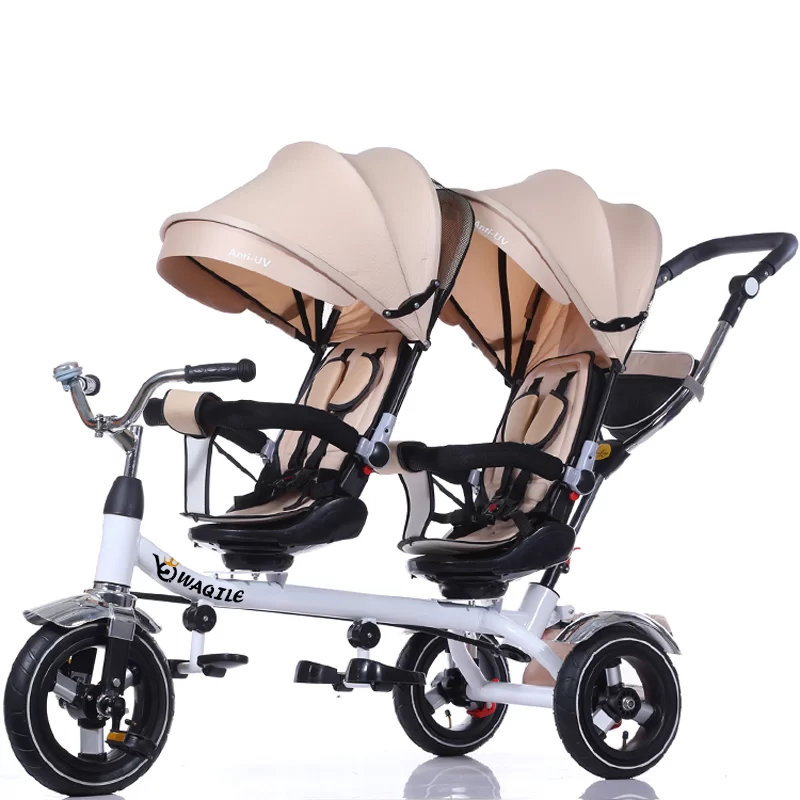Waqile Multi-Functional Children’s Twin Tricycle Baby Tricycle Rotating Seats Reclining Four-In-One Pushcart 2-4 Years
