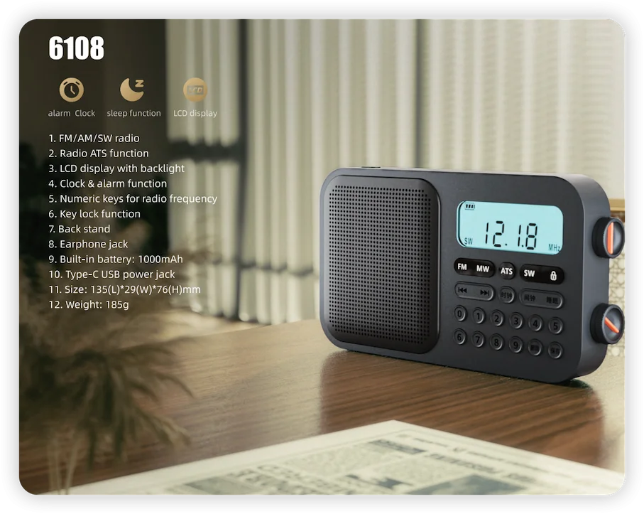 6108 AM/FM/SW/LW 3 BAND RADIO