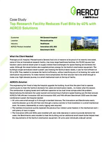 Top Research Facility Reduces Fuel Bills by 40with AERCO Solutions